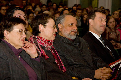 v.l.n.r: Prof. Erika Fischer-Lichte, Prof. Ulla Haselstein, Prof. Homi K. Bhabha, Prof. Joachim Küpper