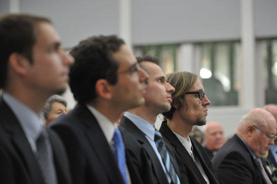 Spitzenforschung mal vier: die Preisträger Dr. Jan Behrends, Dr. Stylianos-Ioannis G. Koutnatzis, Dr. Arndt Pechstein und Sven Rücker (v.l.n.r.).