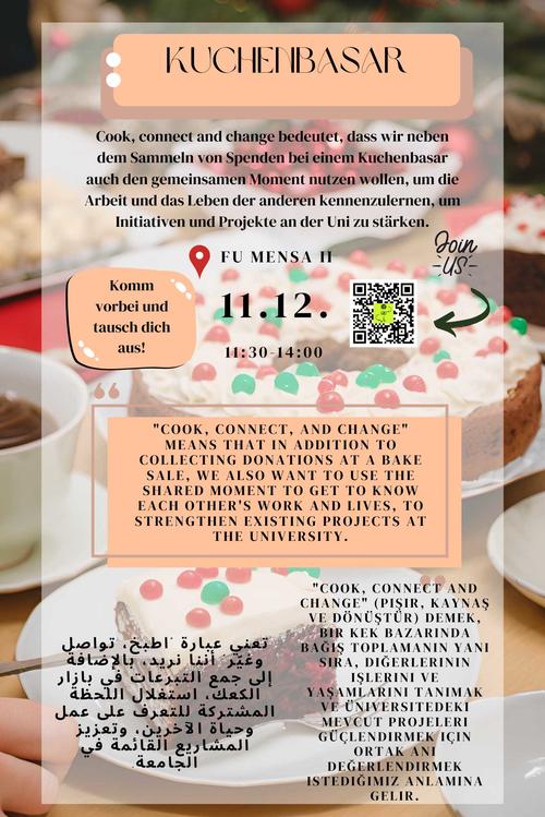 Vorbeikommen und sich austauschen beim Kuchenbasar.