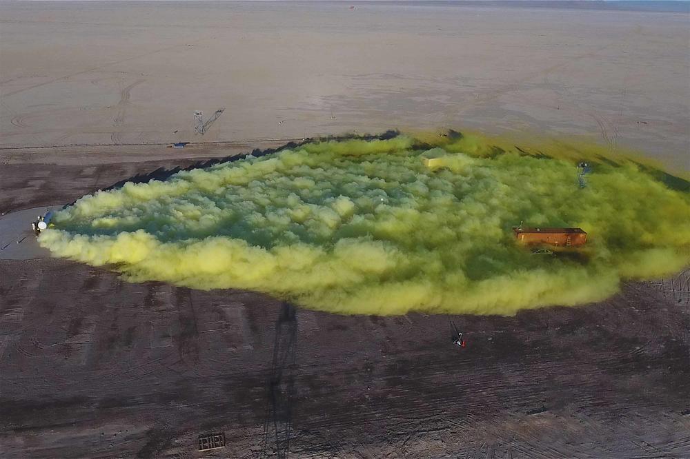 Kontrolliertes Bersten eines Chlordruckgaskessels in einem wissenschaftlichen Projekt zur Katastrophenforschung (Jack-Rabbit-Programm).