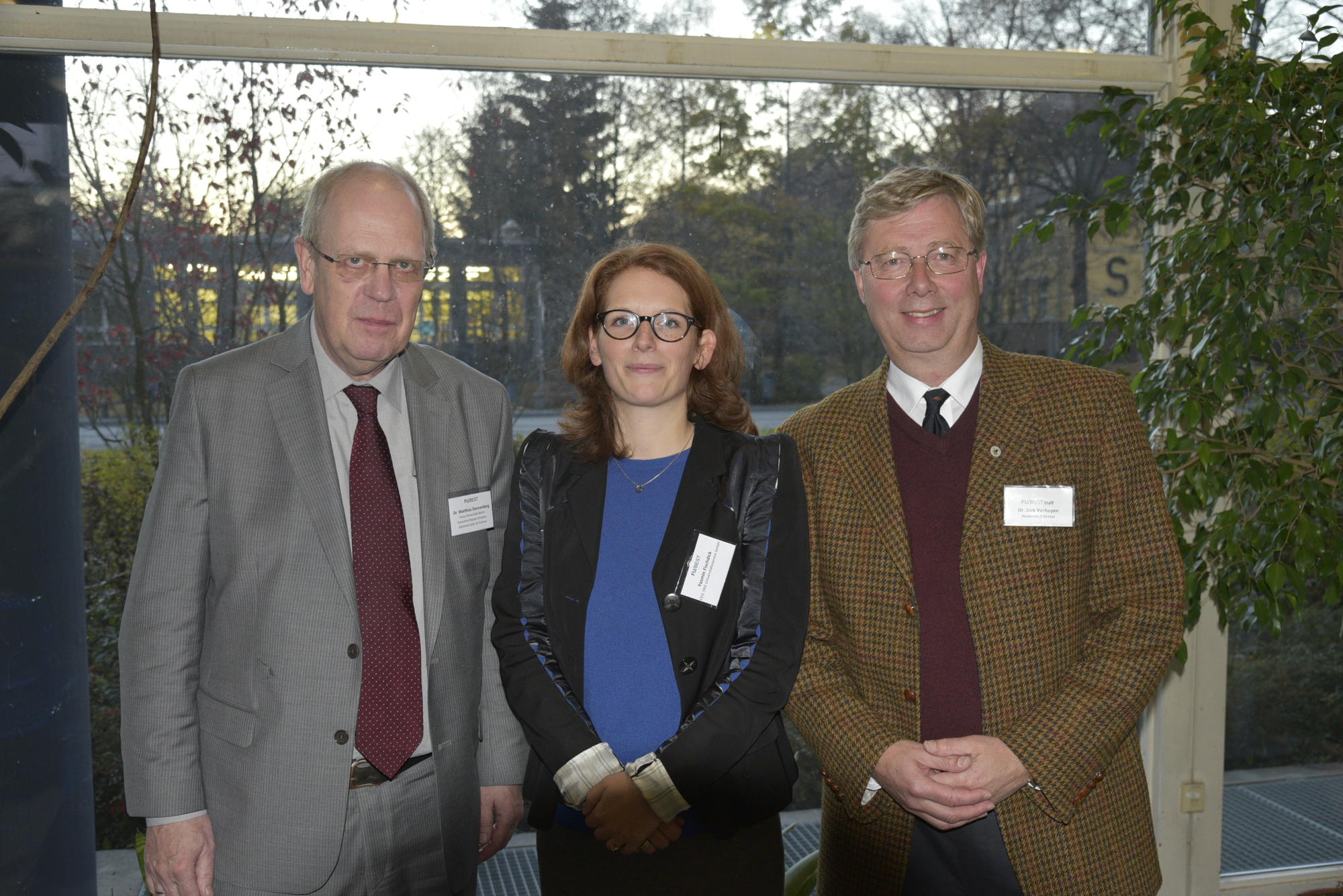 Matthias Dannenberg, Ständiger Vertreter des Kanzlers der Freien Universität, Yasmin Fischdick, Geschäftsführerin der ERG Universitätsservice GmbH, und Dirk Verheyen, Akademischer Direktor des FU-BEST-Programms.