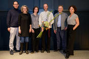 v.l.n.r.: Jürgen J. Becker (GF Dt. Übersetzerfonds), Susanne Strätling (Osteuropa-Institut, Freie Universität Berlin), Timea Tankó (Stellv. Vors. Dt. ÜF), Gastprof. Th. Weiler, Thomas Brovot (Vorstandsmitglied Dt. ÜF), Olga Radetzkaja (Verein Dt. ÜF)
