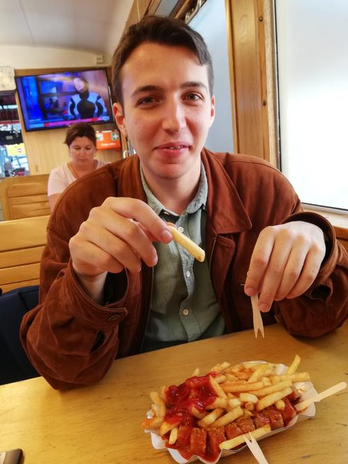 One last currywurst before Ben Heiden leaves for Birmingham.