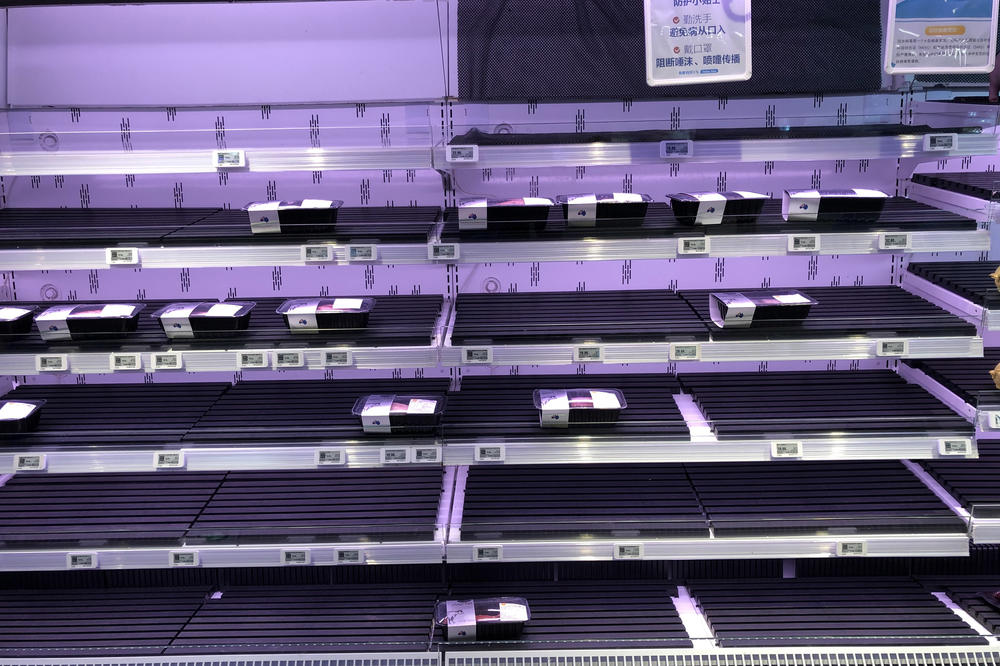 Sold-out shelves at the supermarket are common.