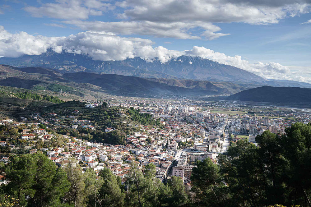 View from the castle looking across the town of Berat in Albania.