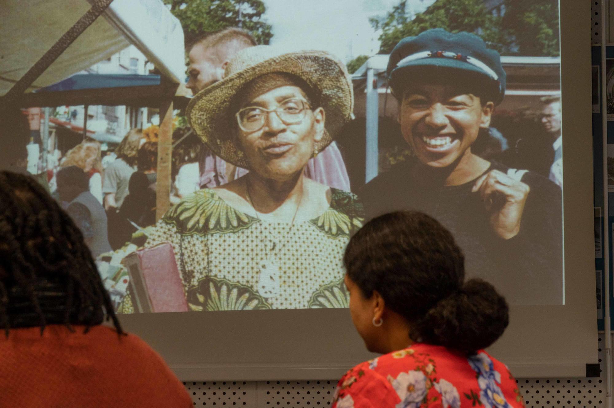 May Ayim (at right) met the American writer, scholar, and activist Audre Lorde in West Berlin when Lorde was a visiting professor at Freie Universität Berlin.