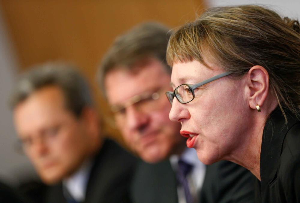 Art historian Meike Hoffmann at a press conference on November 5, 2013.