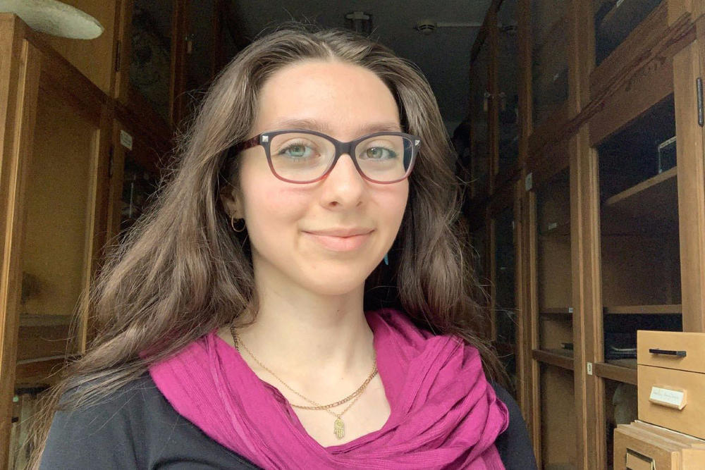 Vanessa Hava Schulmann is shown in the storage room of the Zoological Collection of animal specimens. A human biologist, Schulmann conceptualized the seminar series “Meeting Them,” which addresses the use of human remains in academic teaching.