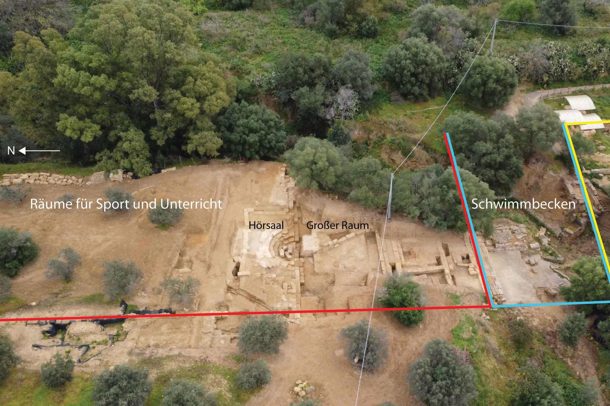 Drone photo of the gymnasium uncovered during excavations in Agrigento.