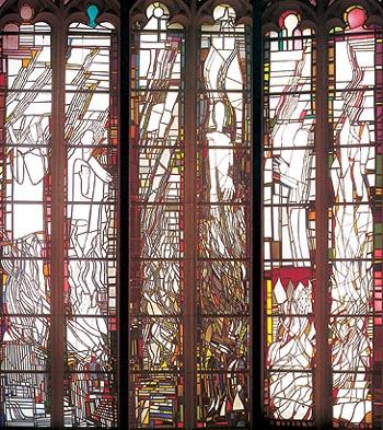 Drei standhaft Gl&auml;ubige treten aus dem Feuer