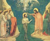 Die Taufe Jesu, Fresco von Giotto (1303-1309) in der Arenakapelle von Padua, Italien 