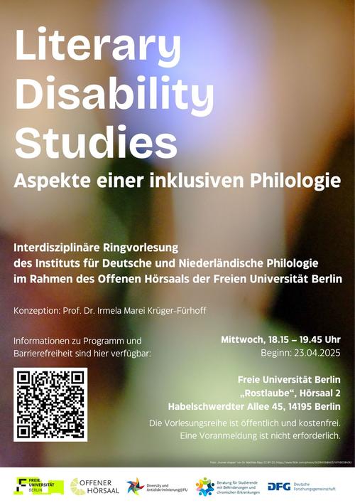 Plakat: Ringvorlesung „Literary Disability Studies. Aspekte einer inklusiven Philologie“