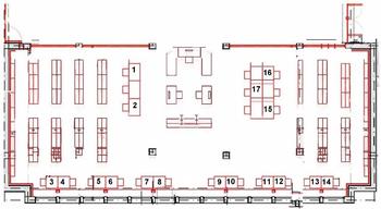 Workstations 1 - 17 (1. OG) for one-person use only can be used without reservation.