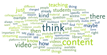 Wortwolke aus den häufigsten Begriffen der Interviews an der Freien Universität.